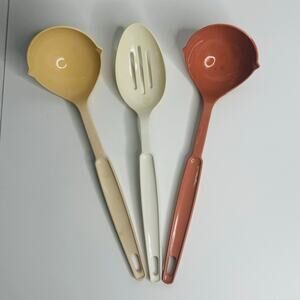 Vintage EKCO Set of 3, Ladles and Slotted Spoon Utensil Set - 11" Nylon USA